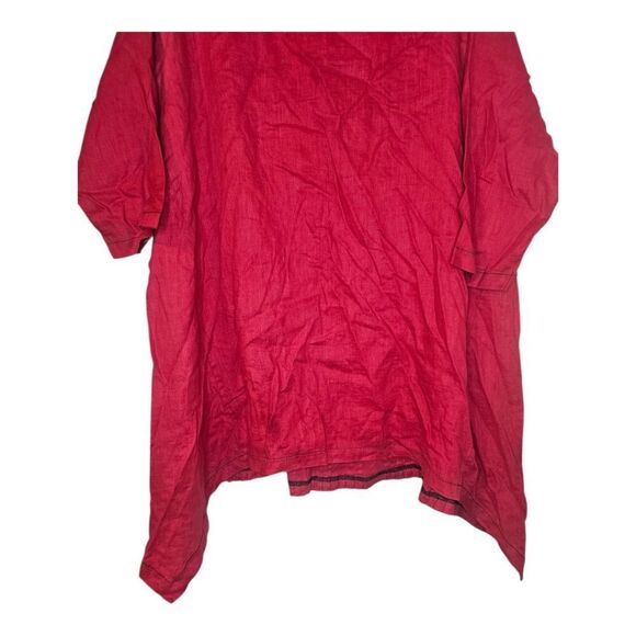 M SQUARE by Neetu‎ Malik Red Linen Lagenlook Top Tunic - Size Small - Picture 6 of 9